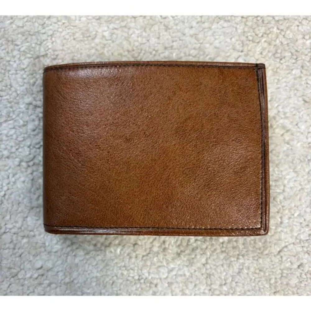 NIB Vintage Presentation Brown Hand Glazed Cabretta Leather Wallet
